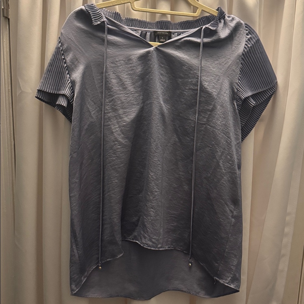 Ann Taylor Light Blue Pleated Blouse